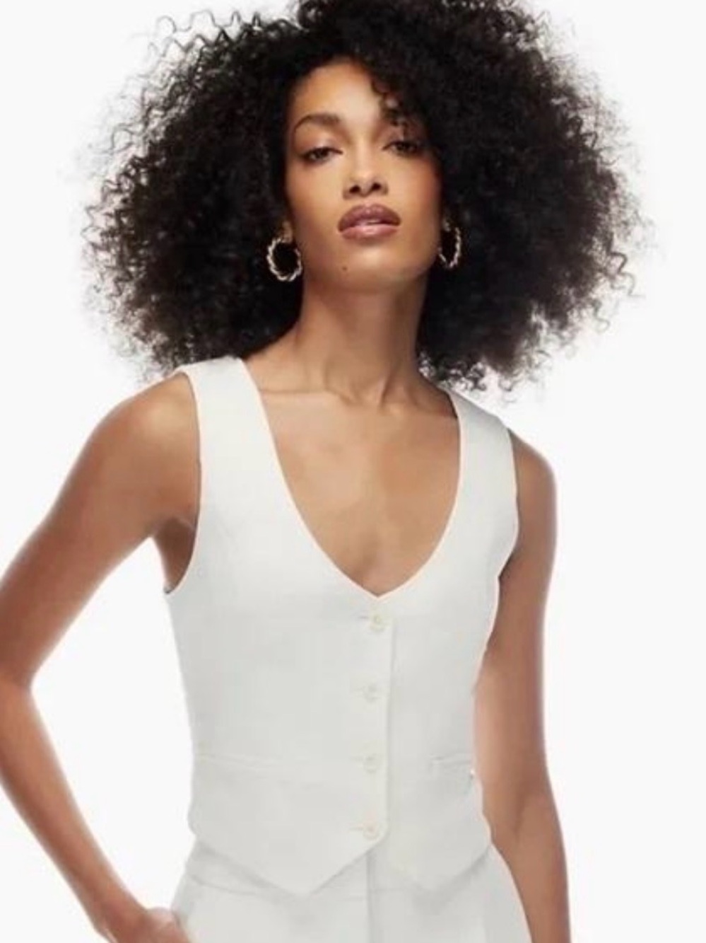 Aritzia Wilfred Desire Vest Light Birch Cream Size 2 Crepette Tailored Vest